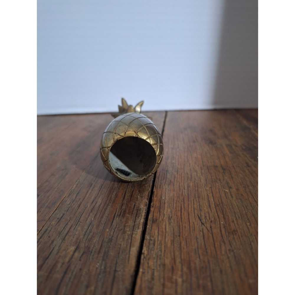 Vintage Solid Brass Pineapple Figurine Small 4 Inch Hand Made in India Decor - Picture 3 of 6